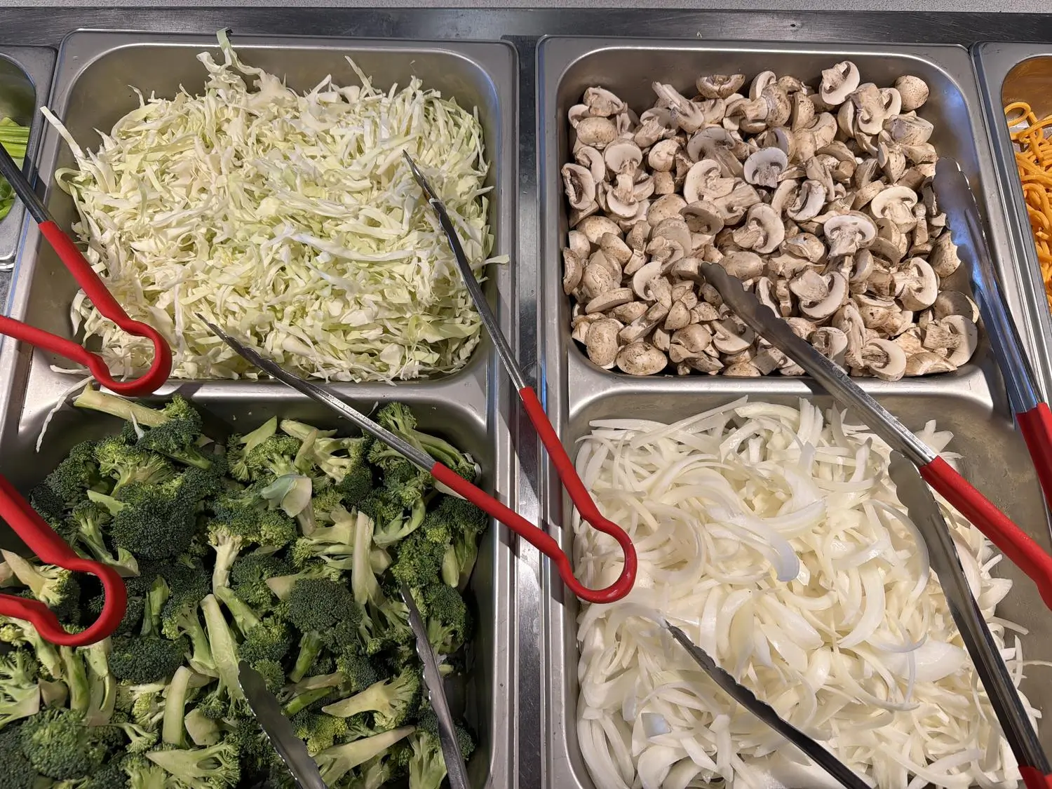 Vegetable assortment (cabbage, broccoli) at Panda Mongolian BBQ, a Chinese Restaurant in Orange